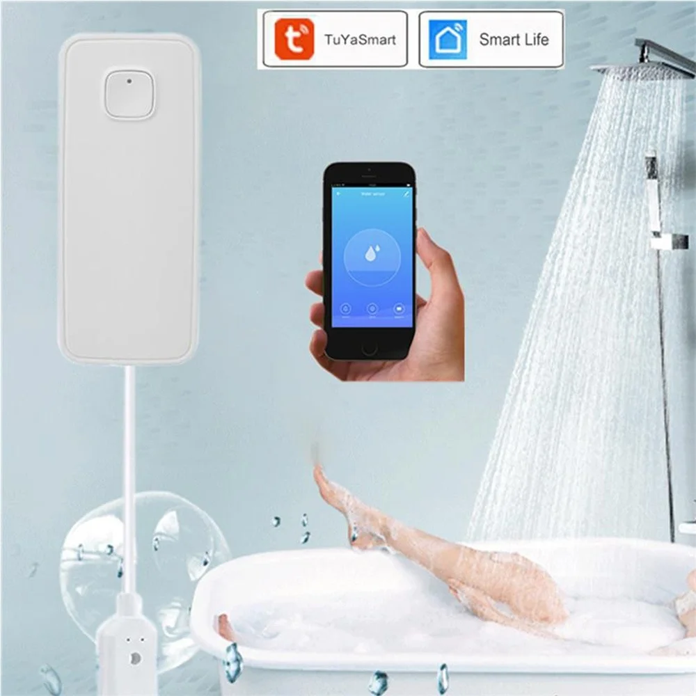 

Wireless Smart Water Sensor Leakage Detection Flood Alert Overflow Security Alarm App Control Works With Alexa Google Home Ifttt