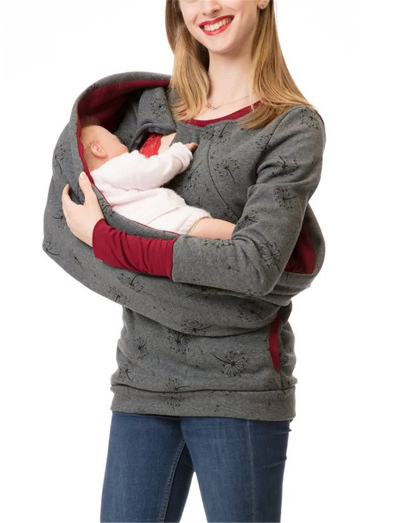 

Autumn Winter Maternity Nursing Hoodies Pregnant Women Breastfeeding Pullover Top Sweatshirt Baby Carrier Pregnancy Clothing