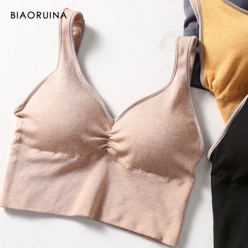 

BIAORUINA Women's Solid Color Comfort Seamless Push Up Padded Bras Female Everyday All-match Soft Intimates Active Wear One Size