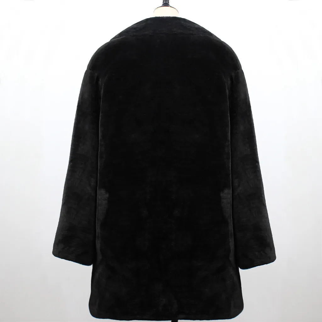 Womail, женские пальто, женская теплая куртка из искусственного меха, зимняя куртка с v-образным вырезом, однотонная длинная верхняя одежда, пальто для женщин Abrigo S-3XL