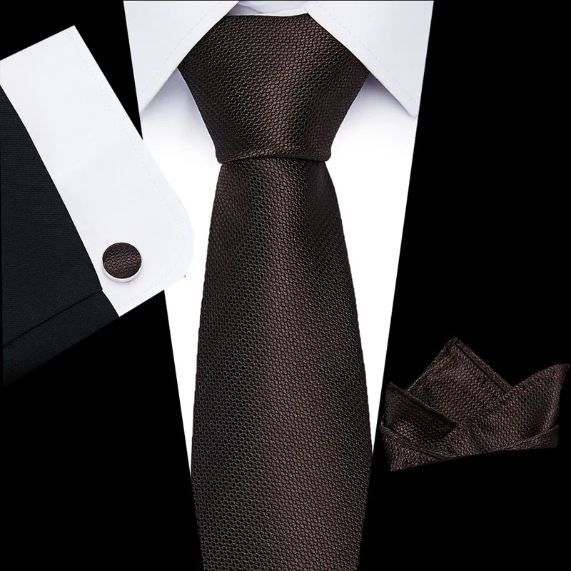 

Classical Striped Tie For Mens 100% Silk Necktie Hanky Cuffink Set Jacquard Men Tie Gold Black Men Tie Set