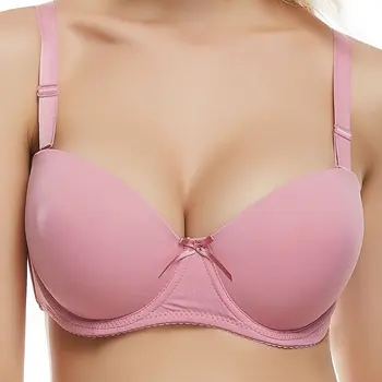 

Plus Size Women Smooth Bra D Cup Female Bow Twist Push Up Bras Seamless Gathered Underwire Intimates Underwear 2020 New