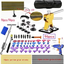 94PCS/96PCS USB LED Car Dent Checking Board US/EU/UK/Car Charger Plug Glue Gun Paintless Dent Repair Tool Dent Removal Tool Kit