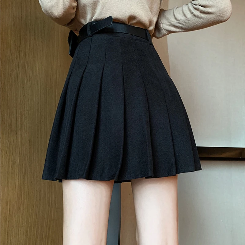 Spring Ladies Pleated Skirts - Solid A-Line Mini Women High Waist Skirts image 3