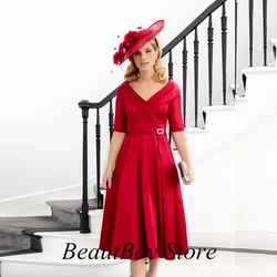 Mother Of The Bride Dress Simple Knee Length Wedding Scoop Neck Gown Short Sleeves Elegant robe de soirée femme Свадебное платье