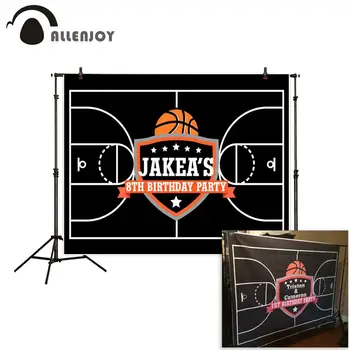 

Allenjoy photography backdrop Black basketball court theme Birthday celebration background for photo studio camera fotografica