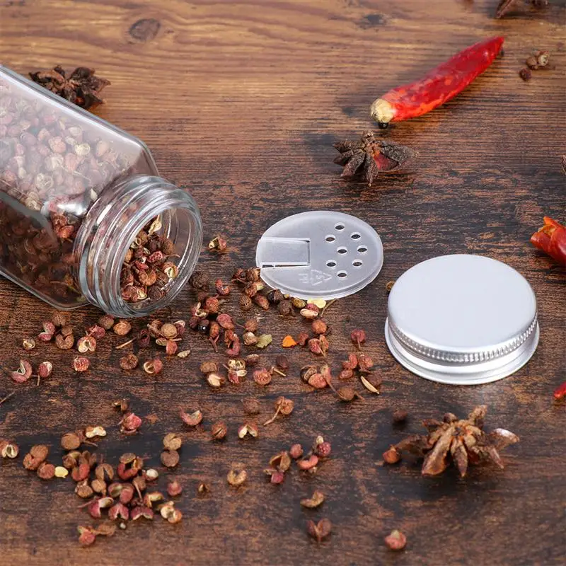 

BESTONZON 12PCS Spice Jars Square Glass Containers Seasoning Bottle Kitchen Outdoor Camping Condiment Containers with Cover Lid