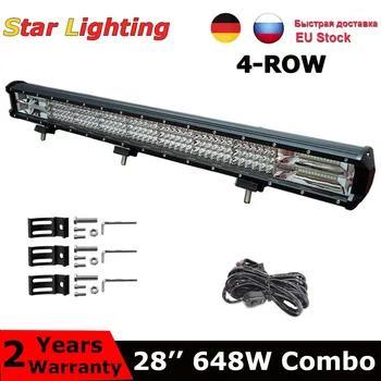 

High power Quad row 28‘’ 648W Offroad led light bar 12V 24V Combo Beam led Work Light for Tractor 4WD Truck SUV ATV