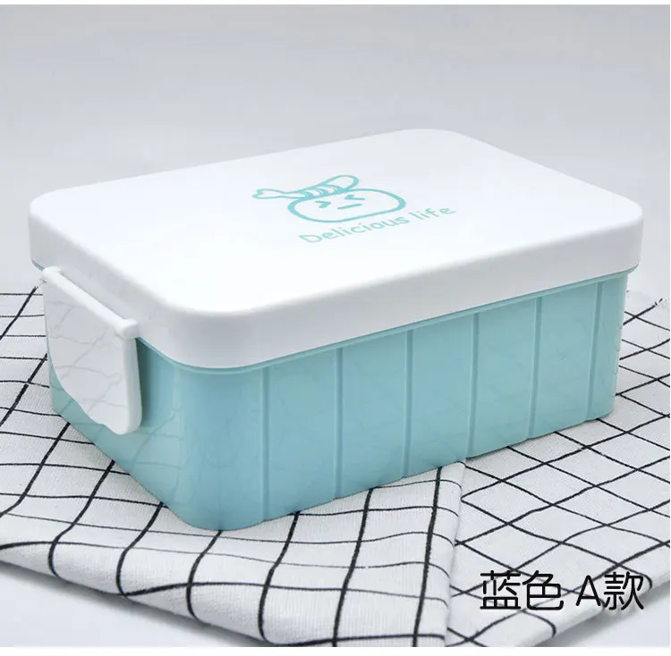 08 Детский Ланч-бокс с подогревом, Bento box, японский Ланч-бокс, микроволновая печь, Студенческая, с крышкой, столовая, простой Ланч-бокс es, зеленый фруктовый Ланч-бокс - Цвет: 08
