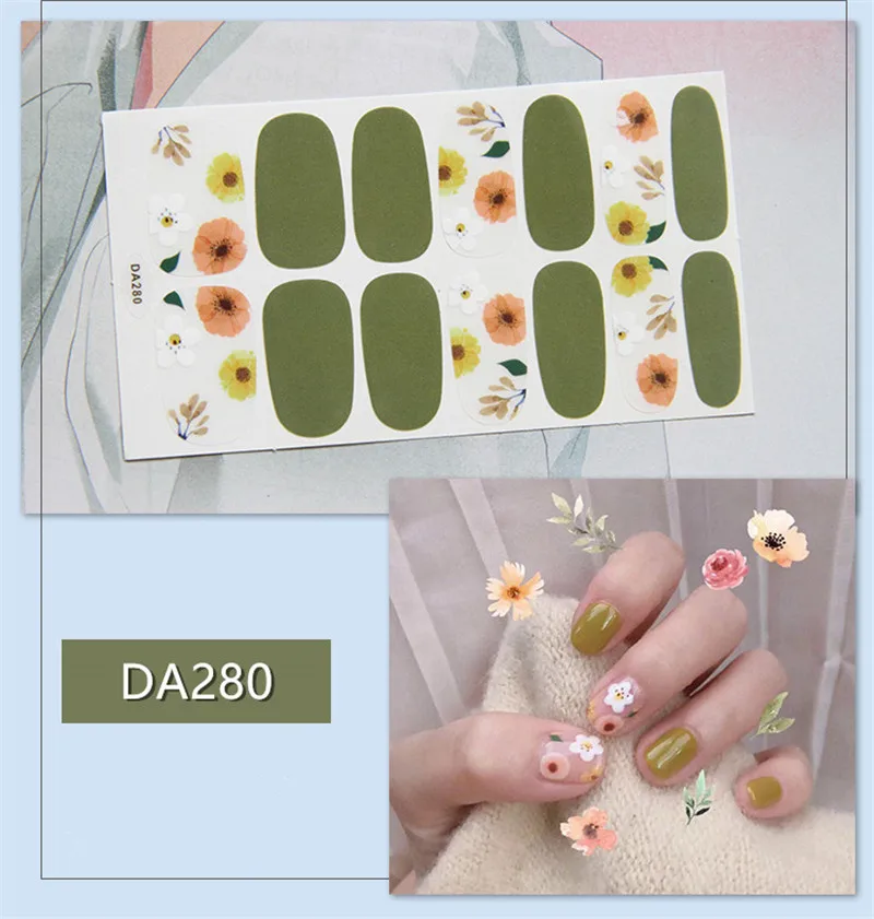 

1 Sheet Full Cover Nail Art Nail Sliders Decor Polish Stickers Daisy Avocado Strawberry Stickers for Nail Beauty Care Manicure