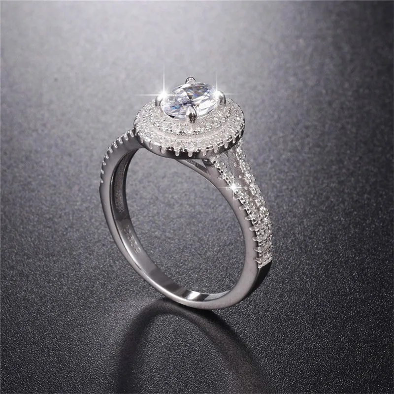 Женское кольцо из серебра 925 пробы с бриллиантами|diamond jewelry|cushion cut engagementjewelry wedding