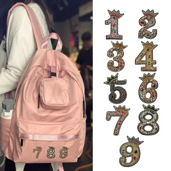 

Crown 0-9 Number Patch Rhinestone Beaded Cartoon Embroidery Applique Garment Sewing/Iron On Badge Clothes Hat DIY Decor