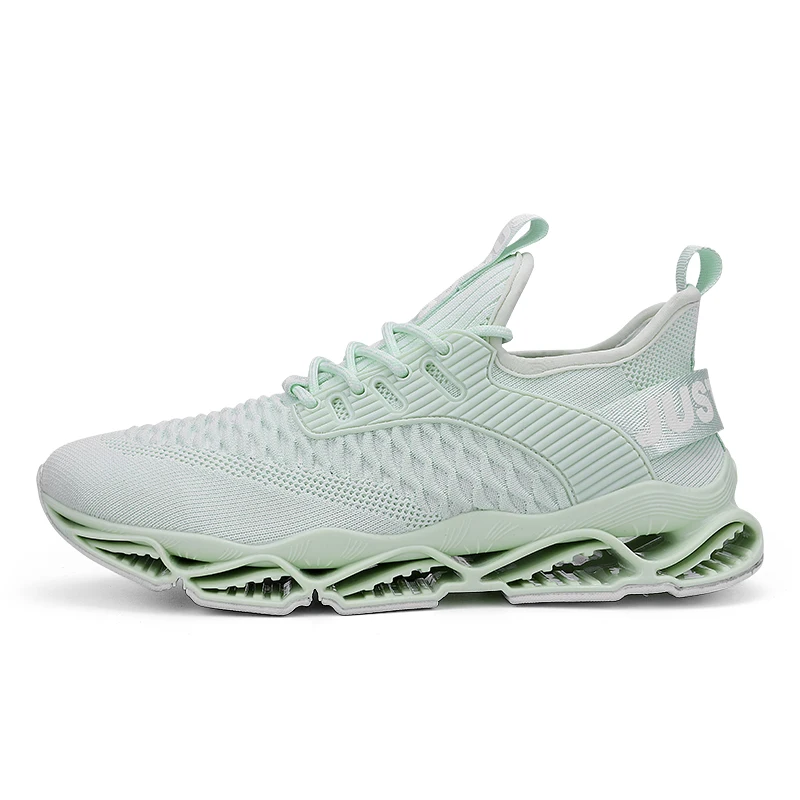 light green-2 Супер крутые дышащие кроссовки для бега, мужские кроссовки, летние уличные спортивные кроссовки, профессиональная обувь для тренировок+ Мужская прогулочная обувь - Цвет: light green-2