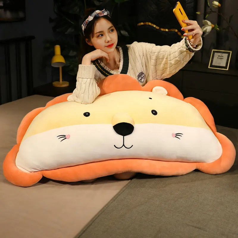 

50/100cm Lovely Lion Plush Toys Cute Sofa Chair Seat Pillow Stuffed Sleepping Animal Cushion Doll For Baby Kids Birthday Gifts