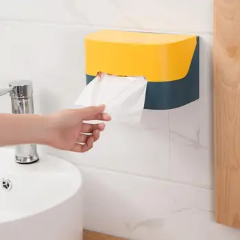 

Plastic Tissue Box Simple Stylish Dust Proof Desktop Wall Mounted Bathroom Paper Towel Storage Box Napkin Container Organizer
