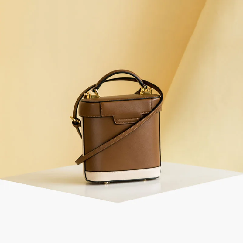 Unua amo, Брендовая женская сумка-мешок, роскошная натуральная кожа, мини сумки, контрастный цвет, дизайн, женские сумки через плечо