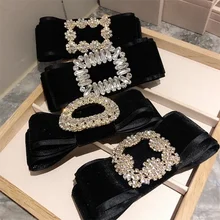 

Black Velvet Barrette for Women Girl Big Rhinestone Hair Clip Hairpin Bow Knot Head Accessories Wholesale