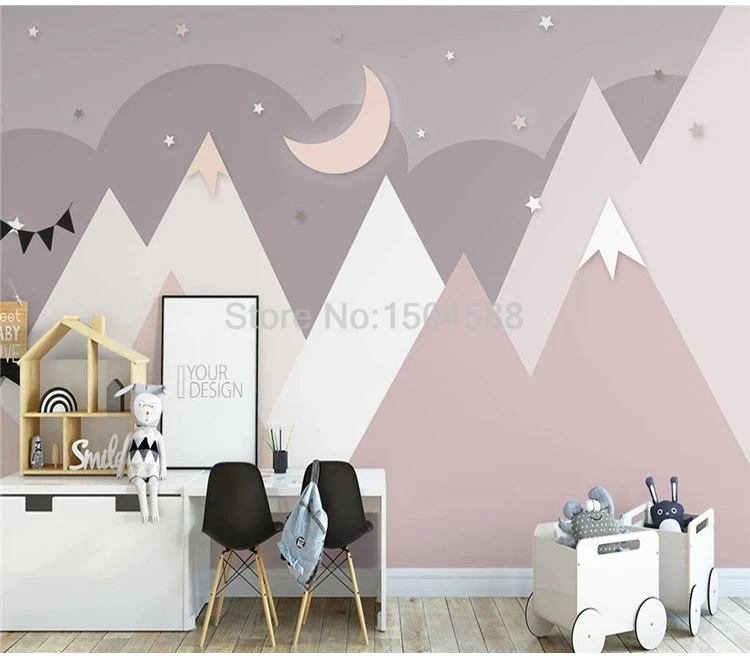 para quarto, fundo, Pink Mountain Peak, céu estrelado, qualquer tamanho