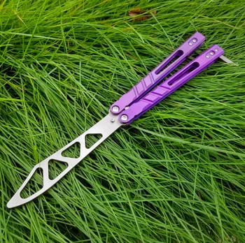 

Alpha Beast Butterfly in knife Trainer Knife Bushing System D2 Blade Titanium Handle Jilt Knife EDC Hunting Knife Pocket Knife