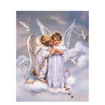 

Oil Paintings By Number Girl Angel Framed 40x50 On Canvas child HandPainted Color Drawing Picture By Number Home Decoration Art