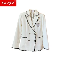 Blazer Jacket Women 2021 New Autumn French Retro Western Style Top Loose and Versatile Contrast Color Temperament Clothes Female