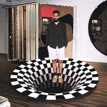 

3D Vortex Illusion Rug Swirl Print Carpet Bottomless Hole Mat For Living Room Decoration Blanket Impression Decor Dropshipping