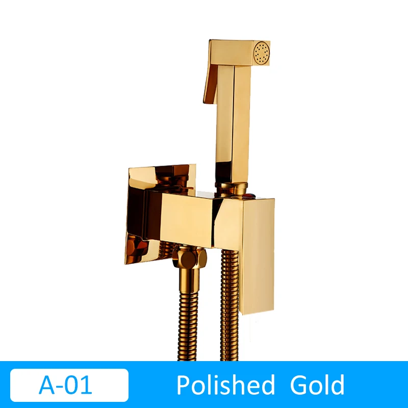 A01-Gold Quyanre матовый черный смеситель для душа биде Твердый латунный смеситель для биде мусульманский Ducha Higienica смеситель для горячей и холодной воды краны для туалета - Цвет: A01-Gold