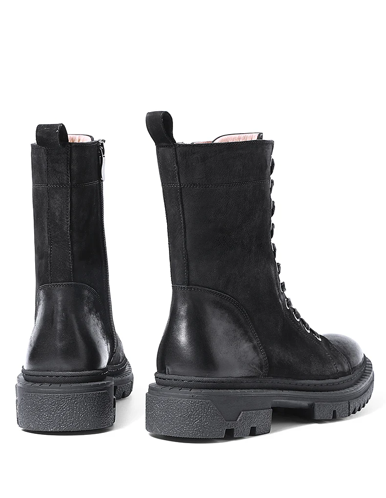 Must Have! Mid-calf Boots Men Full Grain Leather Lace UP Zip Boots Soliders Desert Boots Trendy Winter Shoes Man