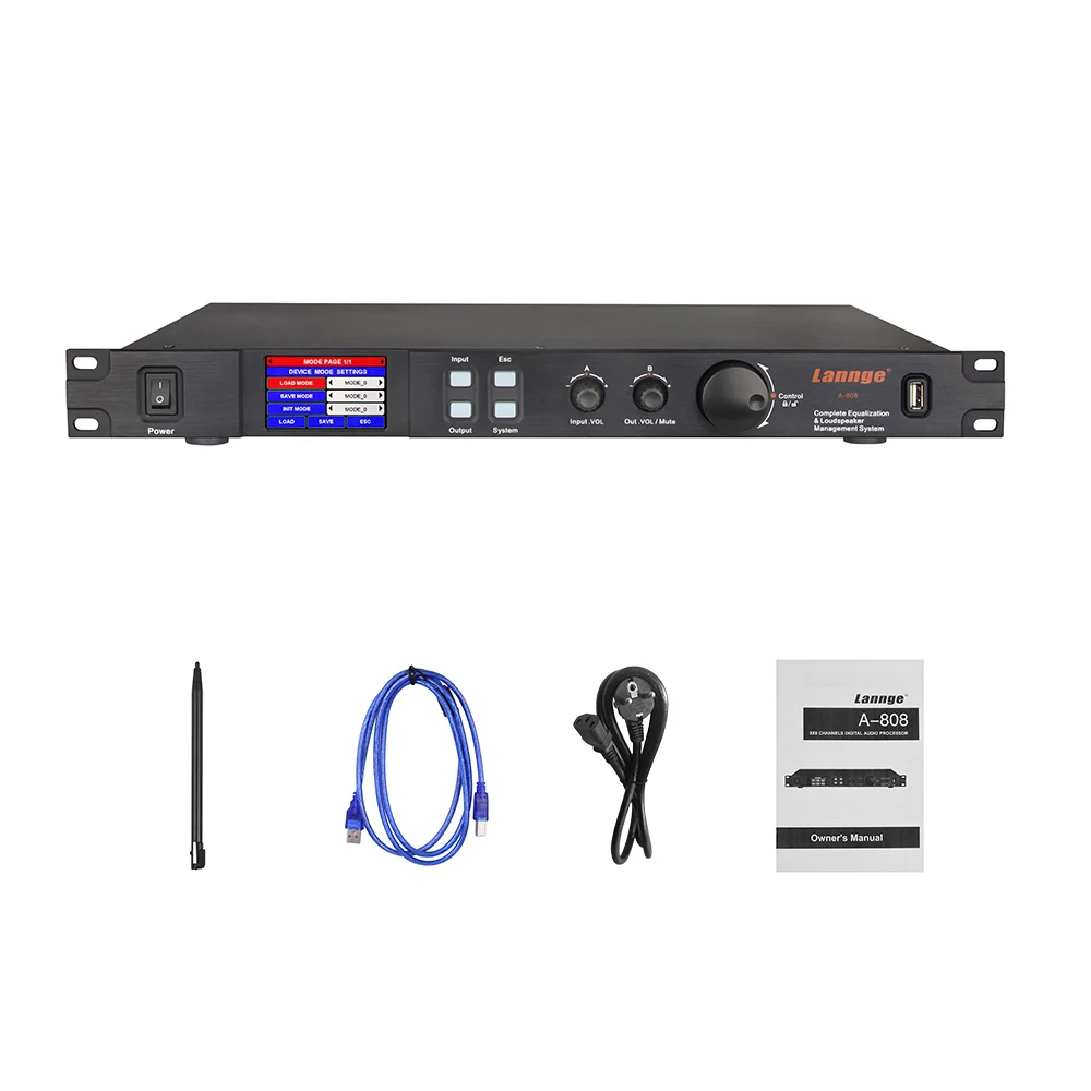

New Lannge A-808 8 IN & 8 OUT Digital Audio Processor LCD Touchscreen 32bit DSP with USB RS232 Computer Interface Accessories