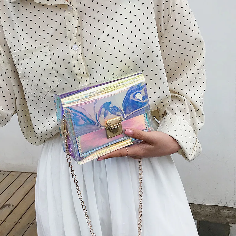 

Hologram Transparent Handbag for Women Holographic Laser Messenger Bags Jelly Rainbow Ladies Shoulder Bag Composite Bag bolsa
