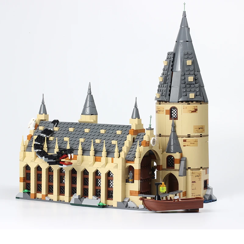 16052 Hogwart Great Wall, светодиодный светильник, набор строительных блоков, совместимы с 75954, Гарри, волшебный замок, кирпичи, рождественский подарок для детей - Цвет: no led