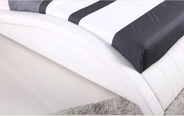 real genuine leather bed / soft bed/double bed king/queen size home bedroom furniture minimalist modern square shape