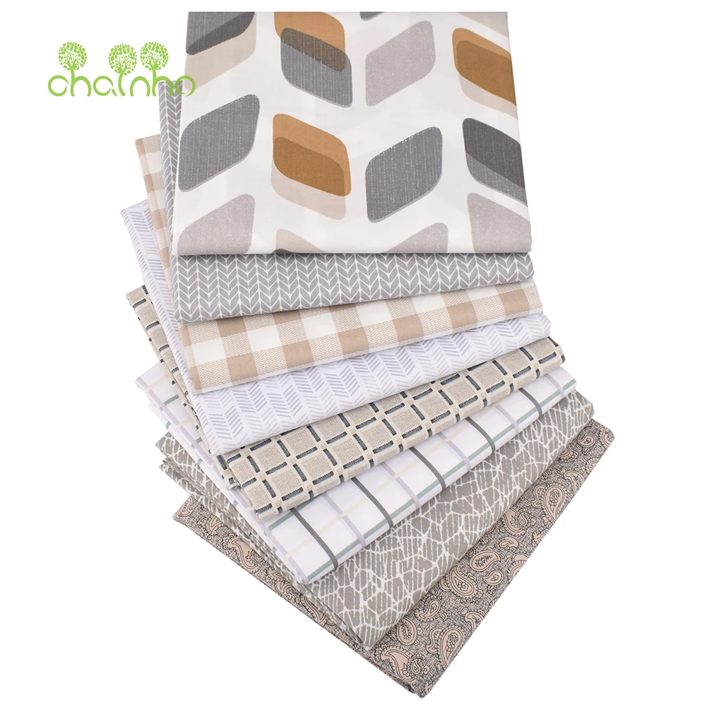 Printed Twill Cotton Fabric,Beige & Gray,DIY Sewing Quilting Home Textiles Material For Baby & Children's Bedding,Shirt,Dress