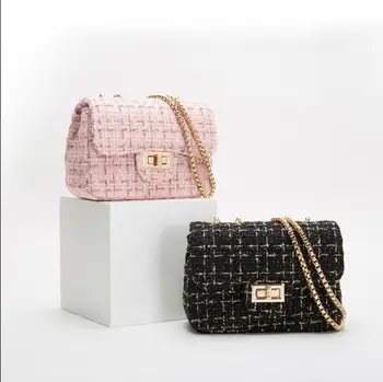 

Designer women's woolen handbag, new shoulder messenger bag, European and American fashion small square bag