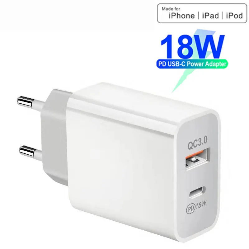 18 Вт PD USB Type C зарядное устройство адаптер для iPhone 11 Pro XR X Xs Max 7 8 Быстрая зарядка QC3.0