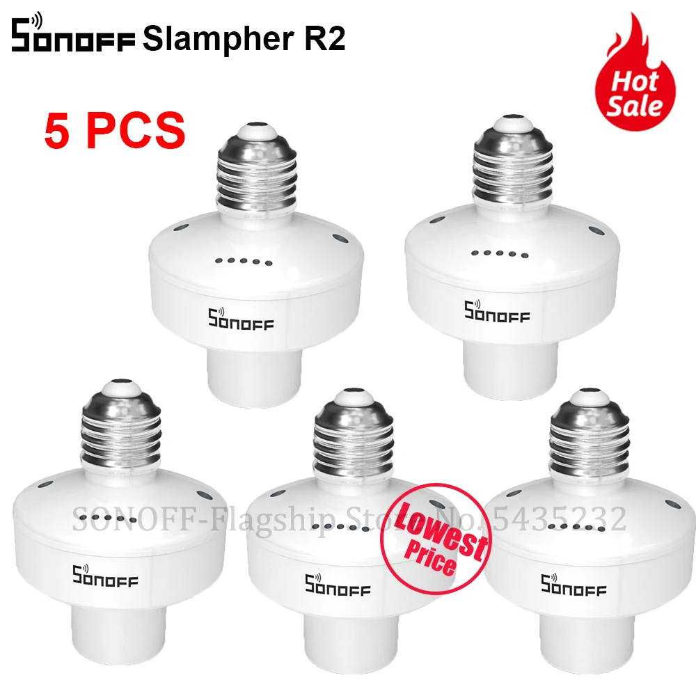 5 шт. Itead SONOFF Slampher R2 E27 WiFi держатель лампы выключатель света Умный работает с Sonoff RM433