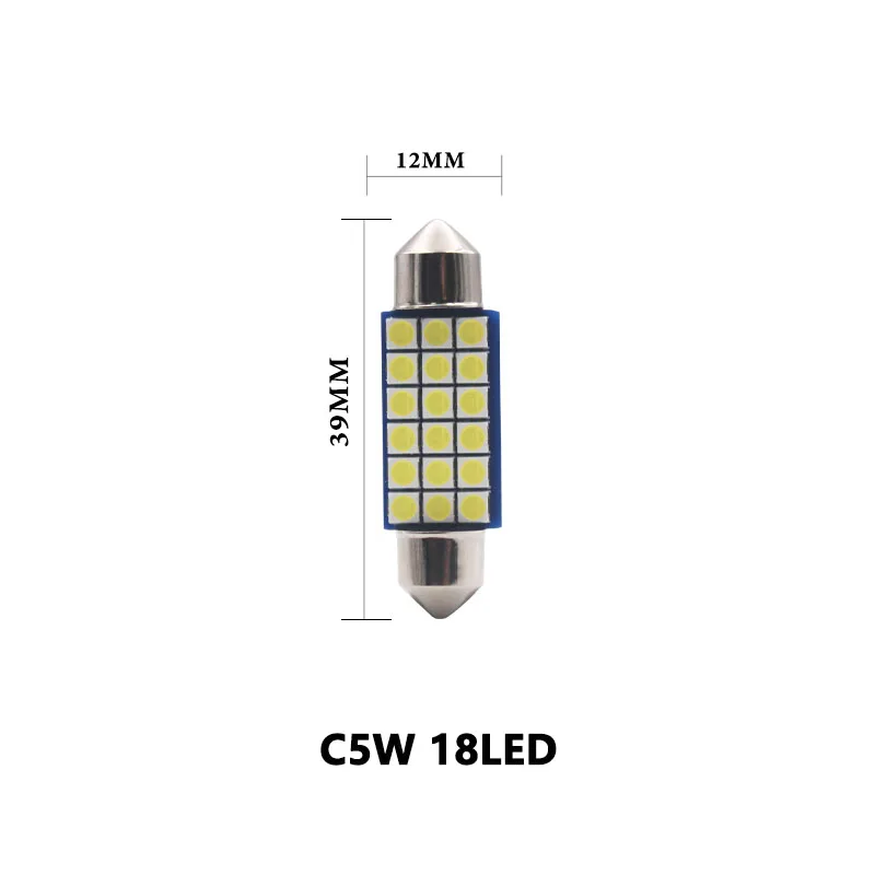 1 шт. T10 W5W светодиодный c5w светодиодный 31 мм 36 мм/39 мм/41 мм 18SMD 3030 чипы светодиодный гирлянда лампа автомобиля купольный светильник авто Интерьер лампа для чтения - Испускаемый цвет: 39MM C5W