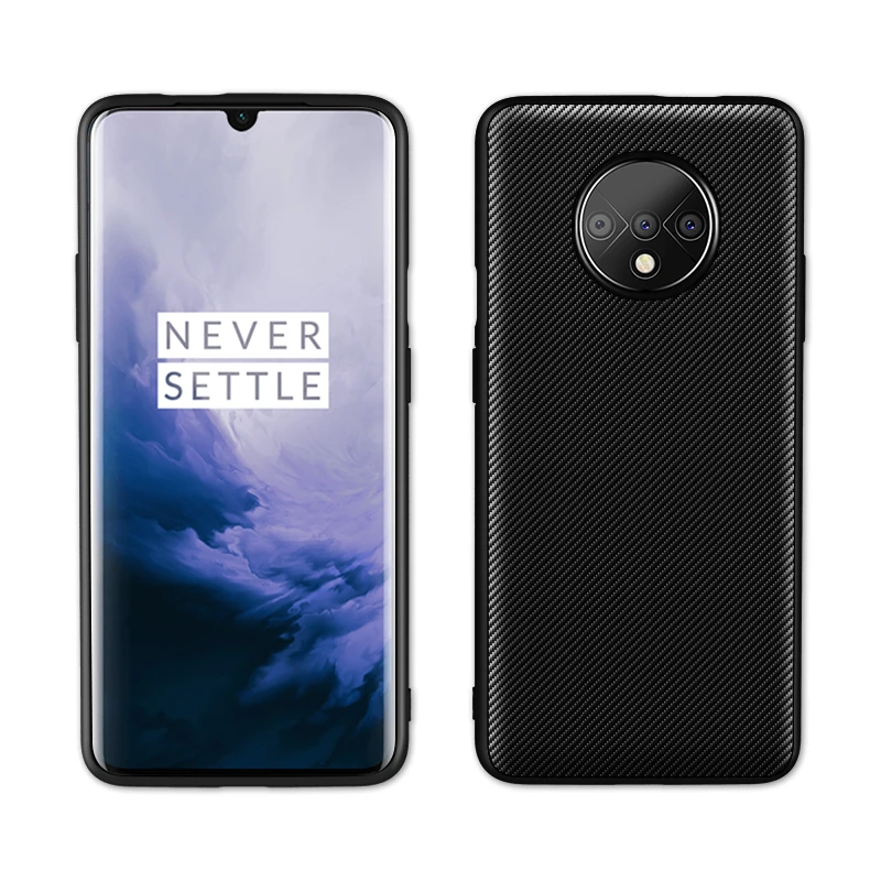 Чехол для Oneplus 7T Pro, задняя крышка для Oneplus 7 7T Pro 6T 6T 5, чехол из углеродного волокна One Plus 7 7T 6t 6 5t 5, полный Чехол - Цвет: Черный