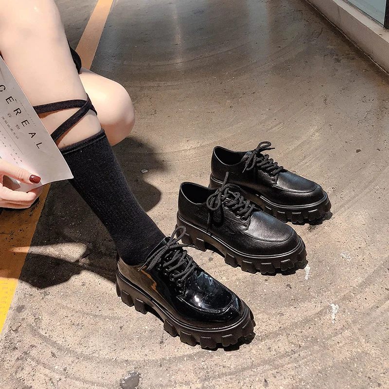 

Nurse Shoes Dress Flats Women Oxfords Women's Shallow Mouth Round Toe Modis All-Match Clogs Platform Autumn British Style