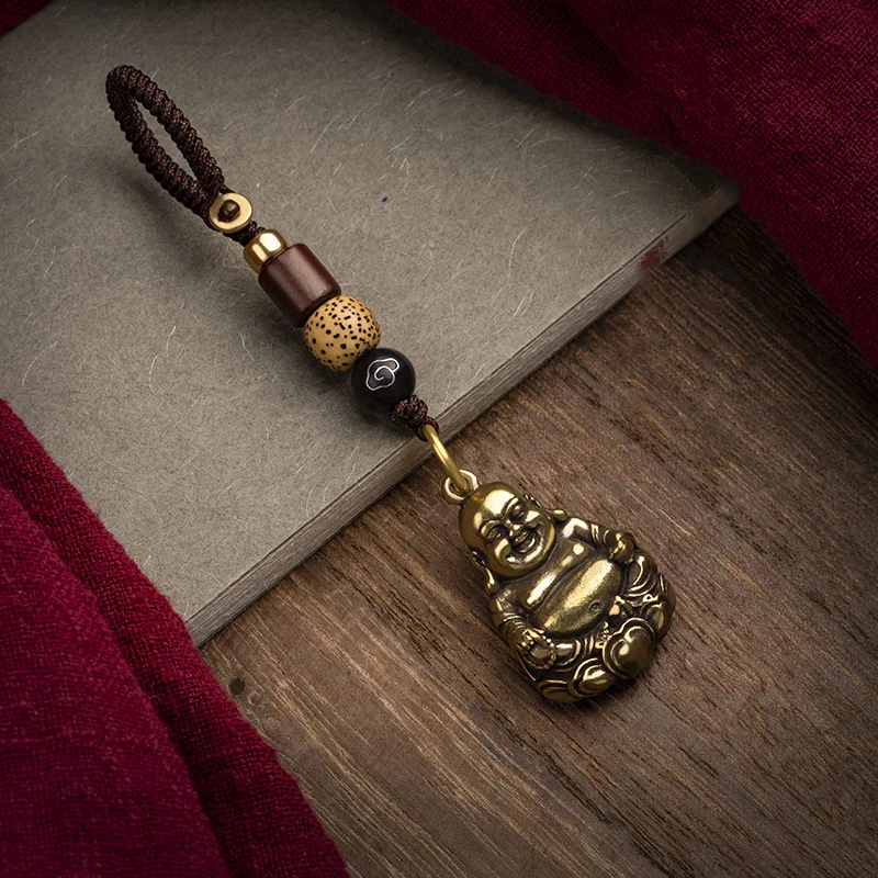 buddha tag keychain pendants brass (3)