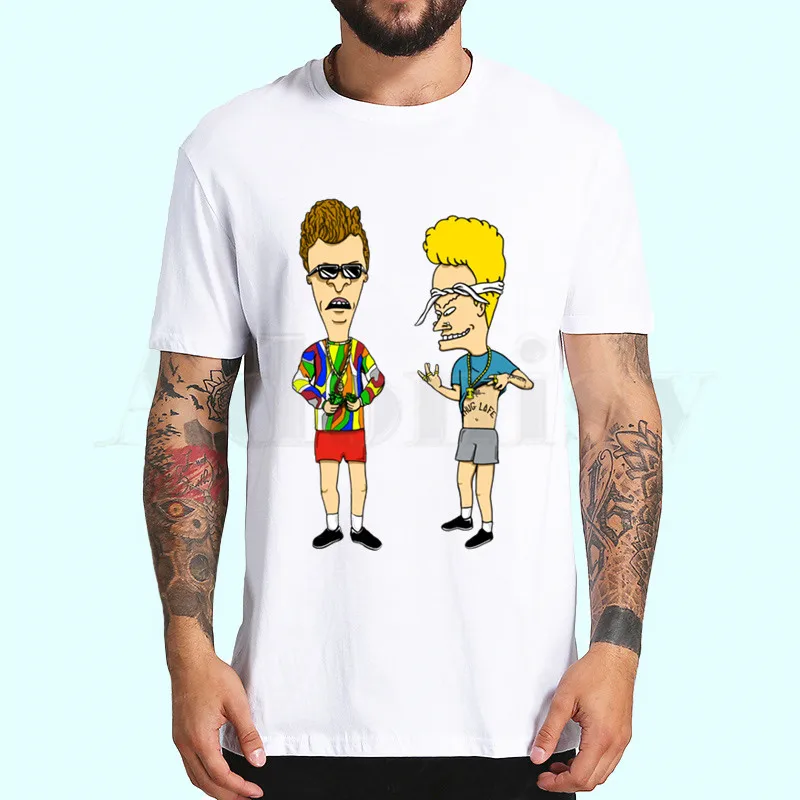 Футболки BEAVIS AND BUTTHEAD, летняя модная футболка с принтом, Повседневная футболка с круглым вырезом, брендовая забавная футболка, футболки - Цвет: G