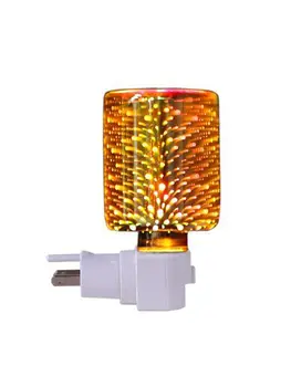 

US/UK/EU Fragrance Warmer Plug-in Safe Aromatherapy Heater Glass Wax Melt Warmer With 3D Fire-work Effect Night Light Home Decor