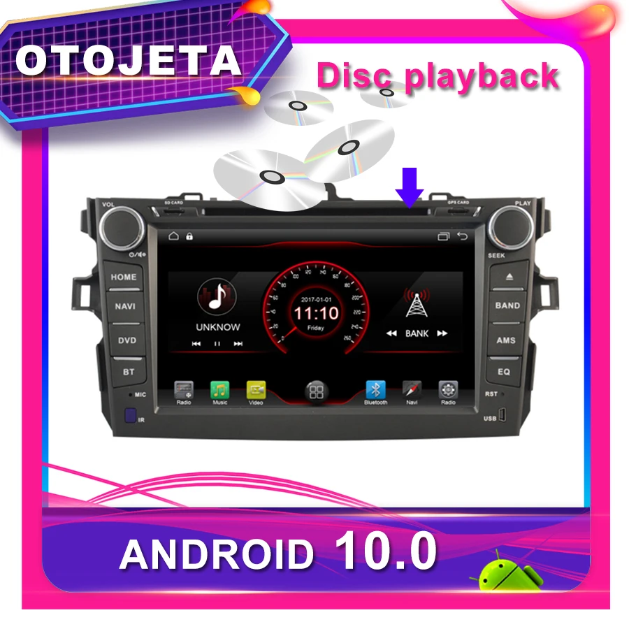 OTOJETA Автомобильный DVD Android 10,0 Автомобильный gps для TOYOTA COROLLA 2007-2012 автомобильный Радио мультимедийная лента рекордер bluetooth навигация