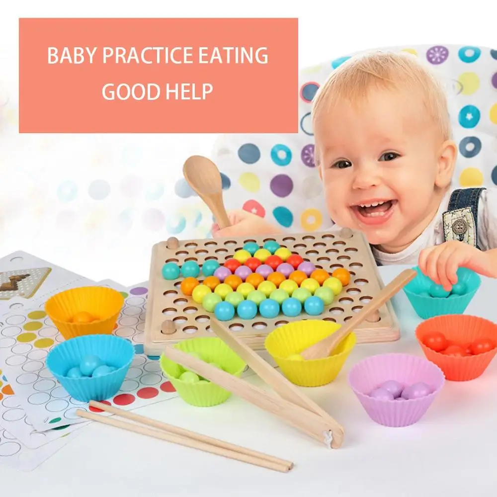 Beads Game Montessori Early Childhood Hands Brain Trainingn Wooden Clip Ball Puzzle Parent-child Interactive Toys for Children Beads Game Montessori Early Childhood Hands Brain Trainingn Wooden Clip Ball Puzzle Parent-child Interactive Toys for Children