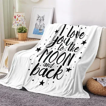 

Letter Print Throw Blanket on Bed Couch Soft Office Nap Flannel Fleece Mother Gift Warm Soft Air Conditioner Blanket