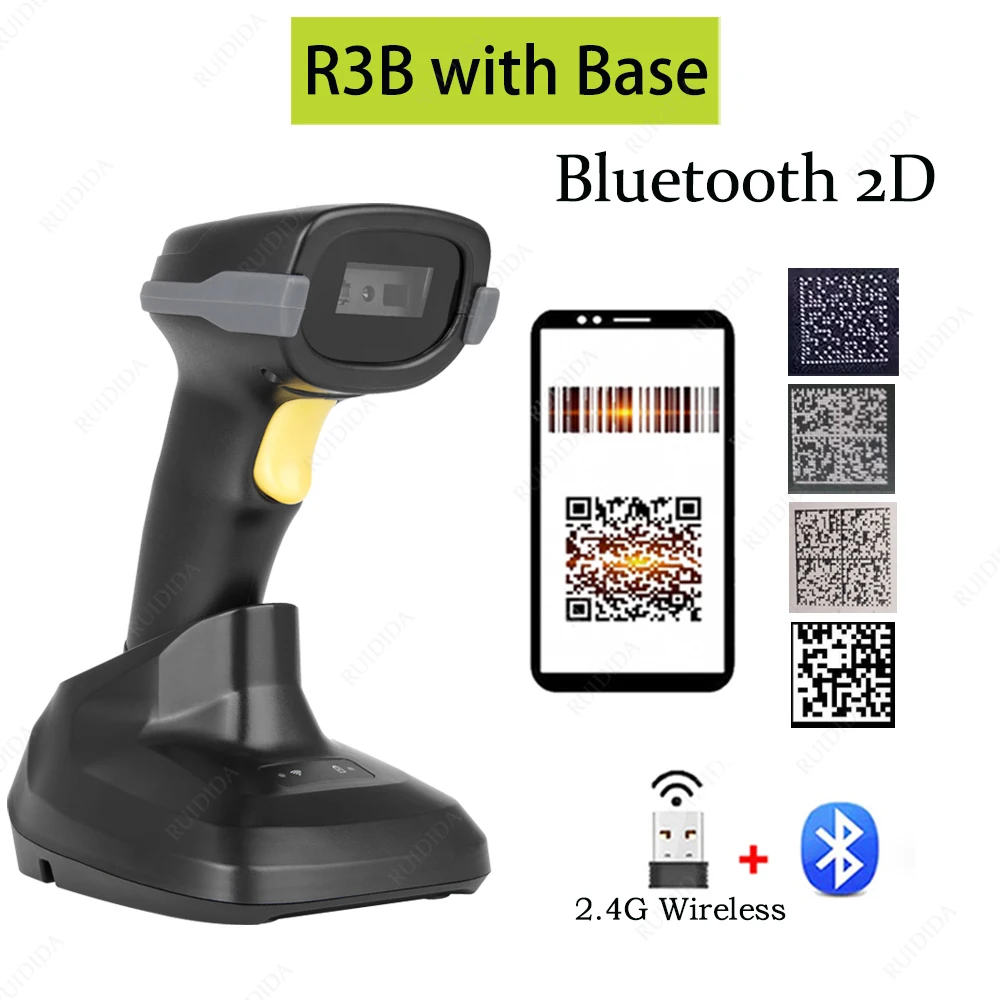 Wireless Buetooth Barcode Scanner qr Code Wireless 2d barcode Reader Handheld Barcod Scanner Wireless Bar code Scanner with Base photo negative scanner Scanners