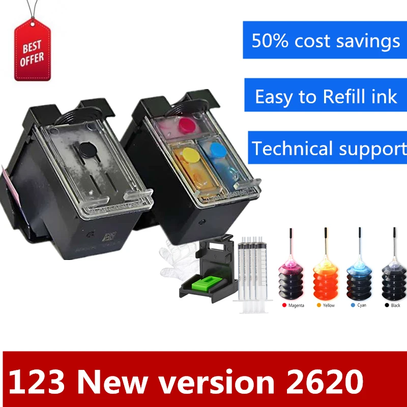 

123XL New version from 2018 Refillable ink cartridge 123 For HP Deskjet 2620 2630 2600 Deskjet 1110 2130 2132 2133 2134 3638