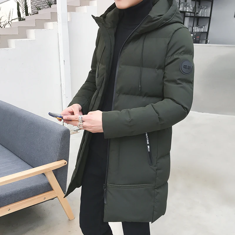 Зимняя куртка для мужчин пуховики из хлопка мужские длинные толстые теплые