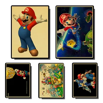 

SUPER MARIO BROS Mario Classic Game Poster Home Furnishing decoration Kraft Game Poster Drawing core Wall decal