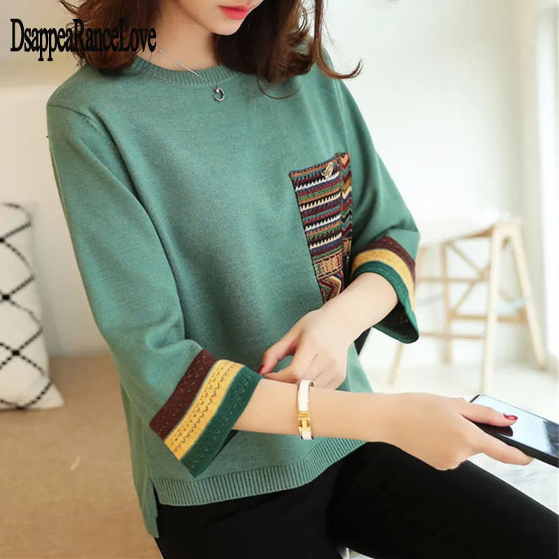 2019 Autumn Winter Women Half Sleeve Loose Pullovers Sweaters Jumper Knitwear Outerwear Korean Women O neck Warm Sweaters Tops 2019 Autumn Winter Women Half Sleeve Loose Pullovers Sweaters Jumper Knitwear Outerwear Korean Women O neck Warm Sweaters Tops